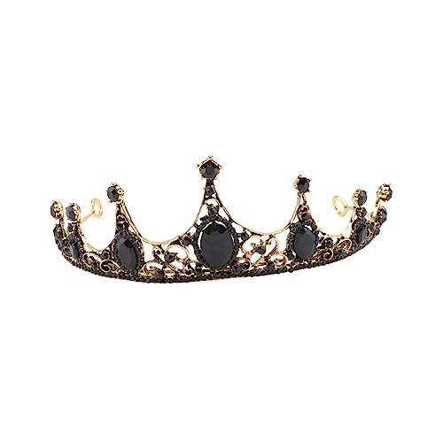 WOONEKY Barock Schwarze Strass Krone Damen Tiara Leichtes Legierungs Diadem Hochzeit Braut Haarschmuck Party Zubehör Rhinestone von WOONEKY
