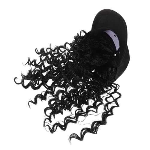 WOONEKY Haarhut Mit Lockigem Haar Hutperücke Für Damen Mit Befestigtem Synthetischem Haar Perücken Für Alltag Und Outdoor-aktivitäten von WOONEKY