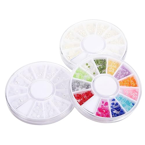 WOONEKY Boxen Mit Halbrunden Nagelperlen Maniküre Zubehör Flachboden Perlen Verschiedenen Farben Für Nail Art Bastelbedarf Und Schmuckherstellung von WOONEKY