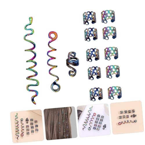 WOONEKY Braid Hair Rings Metall Teilig Spiralförmige Haarringe Dreadlock Schmuck Haarschmuck für Flechtzöpfe Ethno Stil DIY Haarschmuck Zubehör für Männer und Frauen von WOONEKY