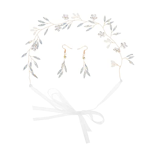 WOONEKY Braut Haarschmuck Teilig Strass Haarband und Ohrringe Hochzeitsschmuck Handgefertigt Elegant für Braut und Festtagsmode von WOONEKY