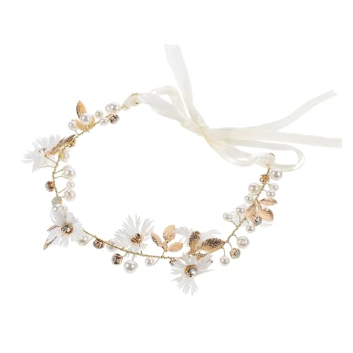 WOONEKY Blumenkranz Haarschmuck Für Braut Elegante Weiße Blüten Und Perlen Für Hochzeiten Partys Und Besondere Anlässe Perfektes Accessoire Für Damen von WOONEKY