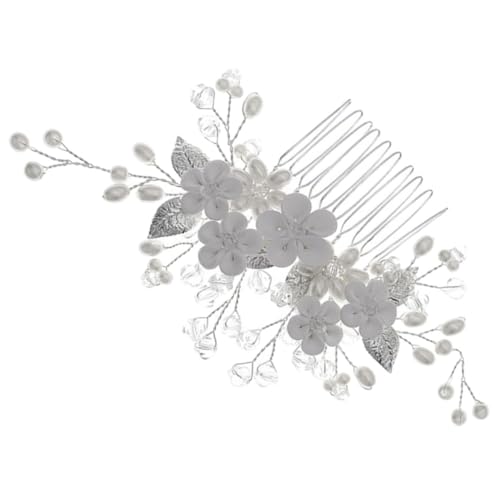 WOONEKY Hochzeits Haarschmuck Mit Kristallen Und Perlen Eleganter Blumen Haarreif Für Bräute Und Brautjungfern Für Besondere Anlässe Und Tägliche Nutzung von WOONEKY
