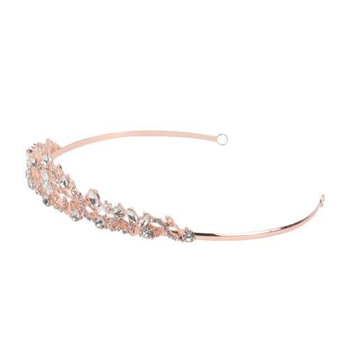 WOONEKY Vintagestil Braut Mit Kristallen Roségold Für Hochzeiten Und Partys Elegant Verzierte Krone Haarschmuck Für Braut Und Festlichkeiten von WOONEKY