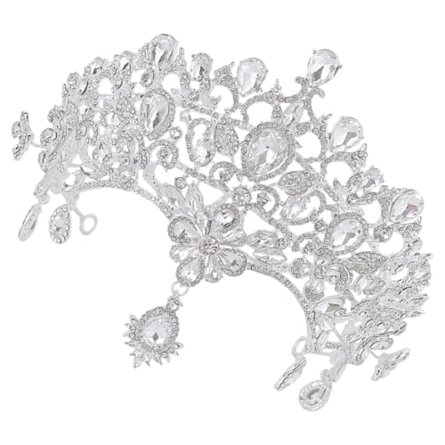 WOONEKY Brautkrone mit Pfirsichherz Silbernes Haarschmuck Headband Strahlende Hochzeitshaar Accessoires Stabile Metallfassung Komfortabel für Hochzeit Party Festtage von WOONEKY