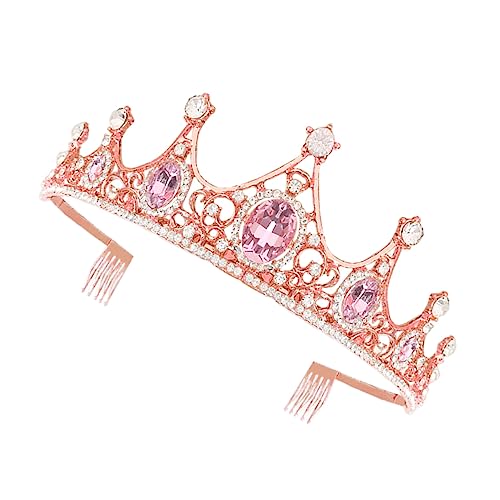 WOONEKY Brautkrone mit Strass und Kamm Roségold Haarschmuck für Hochzeit Fotografie Party Damen von WOONEKY