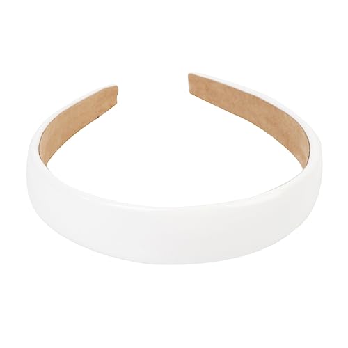 WOONEKY Einfarbige Breitkrempige Stirnbänder Aus Pu-leder Für Damen Rutschfeste Haarbänder Weiß Stilvolles Design Angenehm Zu Tragen von WOONEKY