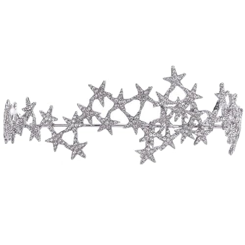 WOONEKY Bridal Hair Hoop mit Funkelndem Strass Stern Wiederverwendbares Haarschmuck crown Komfortabel für Dünnes und Dickes Haar für Hochzeit Geburtstag Party und Karneval von WOONEKY