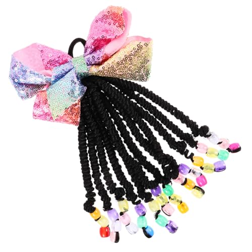 WOONEKY Bunte Bowknot Haarschmuck Ponytail Haarteil mit Perlen DIY Haarverlängerung für Mädchen Vielseitig Tragbar Modisch und Einfach zu Befestigen von WOONEKY