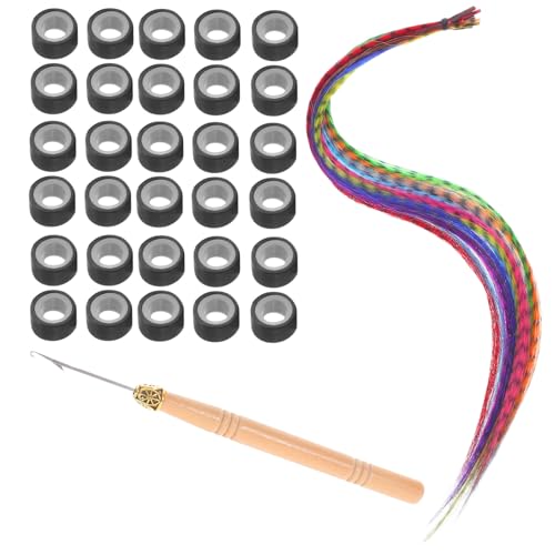 WOONEKY Bunte Haarverlängerungen Farben Hitzebeständige Synthetische Strähnen mit Häkelnadel und Mikroring Kit für Diy Cosplay und Partys von WOONEKY