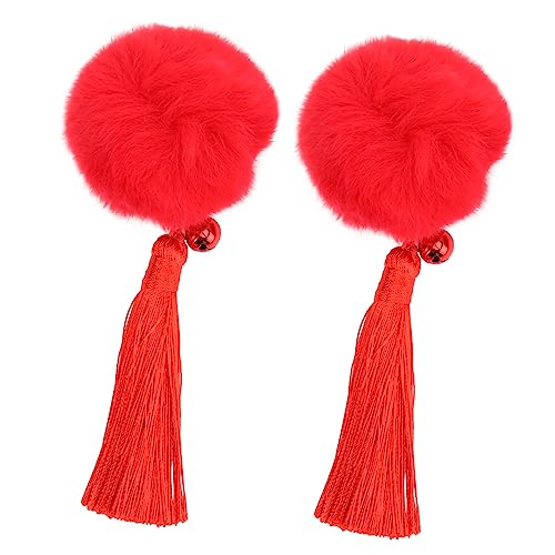 WOONEKY 1paar Chinesische Stil Schleifen-haarspangen Mit Quasten Neujahr Für Mädchen Adorable Haarschmuck Für Festlichkeiten Rote Haaraccessoires von WOONEKY