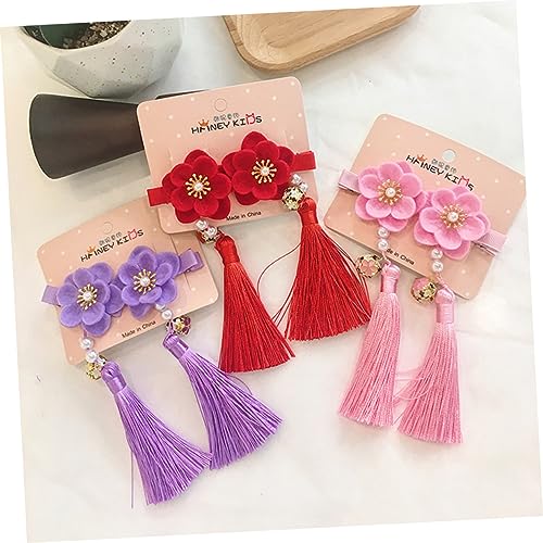 WOONEKY Chinesischer Haarschmuck Rote Quasten Haarklammern für Mädchen Chinesischer Stil Bobby Pins Langlebig Attraktiv Passend zu Hanfu und Alltagsfrisuren von WOONEKY