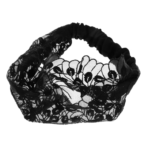 WOONEKY Damen Breites Spitzen Stirnband mit Blumenmuster Elastisch Rutschfest Weiches Haarband für Spa Gesichtspflege und Vielseitigen Alltagsschmuck Modisches Dünnes Haarband von WOONEKY