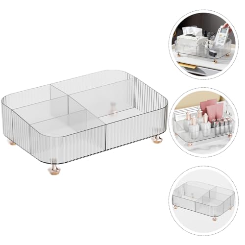 WOONEKY Desktop Kosmetik Organizer mit Fächern Transparente Aufbewahrungsbox für Schlüssel und Kleinteile für Schreibtisch Badezimmer und Kosmetiktisch von WOONEKY