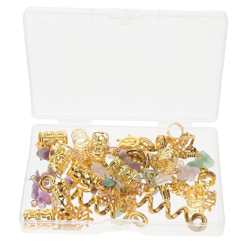WOONEKY Dreadlock Schmuck Haarschmuck Goldener Anhänger für Zöpfe Verstellbarer Hair Braid Accessory mit Kristallstein Vielseitig für Party Hochzeit Alltag Damen von WOONEKY