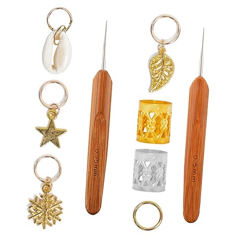 WOONEKY 82stücke Dreadlocks Ringe Und Haarklammern Metallische Haarschmuck Frauen Und Mädchen Kreative Haarcuffs Verschiedenen Farben Mit Holzgriffen Zum Dekorieren Von Zöpfen Und von WOONEKY