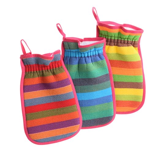 WOONEKY Duschbürste Peeling-waschlappen Badehandschuhe Reibehandschuhe Weiches Badetuch-set Zufällige Farbe von WOONEKY