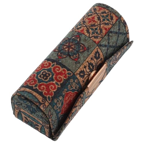 WOONEKY Lippenstiftetui mit Spiegel Kratzfestes Lippenstifthalter für Damen Tragbare Kosmetik Aufbewahrungstasche für Handtasche Vintage Kork Design Geräumiger Innenraum von WOONEKY