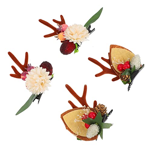WOONEKY 2paare Weihnachts-milchkaffee Geweih Haarschmuck Antler Haarspangen Für Weihnachtsfeiern Tragbare Haardekorationen Für Damen Und Mädchen von WOONEKY