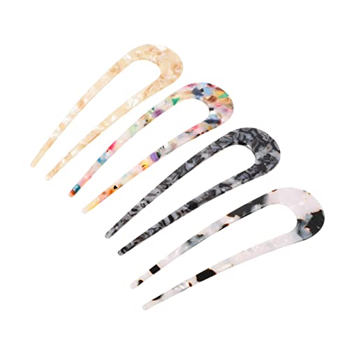 WOONEKY 4stücke U-förmige Haarnadeln Aus Acetat Elegante Haarclips Für Damen Für Alltägliche Styles Hochzeiten Und Besondere Anlässe Leichte Und Komfortable Haarschmuck-accessoires von WOONEKY
