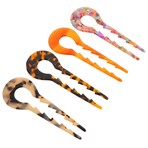 WOONEKY 4stücke U-förmige Haarnadeln Aus Acetat Für Damen Anti-rutsch Haarschmuck Für Hochsteckfrisuren Kaffee Schildpatt Und Bunten Designs Accessoires Für Alltag Hochzeiten Und von WOONEKY