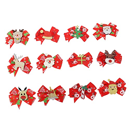 WOONEKY 12stücke Weihnachts Haarspangen Mit Schleifen Bunte Haarklammern Für Mädchen Und Frauen Für Festliche Anlässe Und Weihnachtsfeiern von WOONEKY