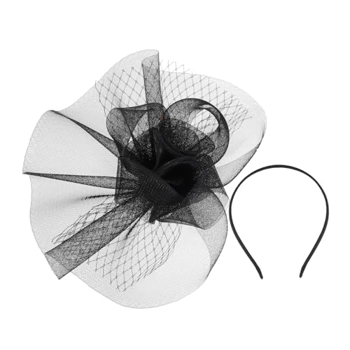 WOONEKY Faszinator Haarclip für Damen Schwarzes Netz mit Dekoratives Stirnband für Hochzeiten Teepartys und Besondere Anlässe Vielseitiges Haaraccessoire mit Clipverschluss von WOONEKY