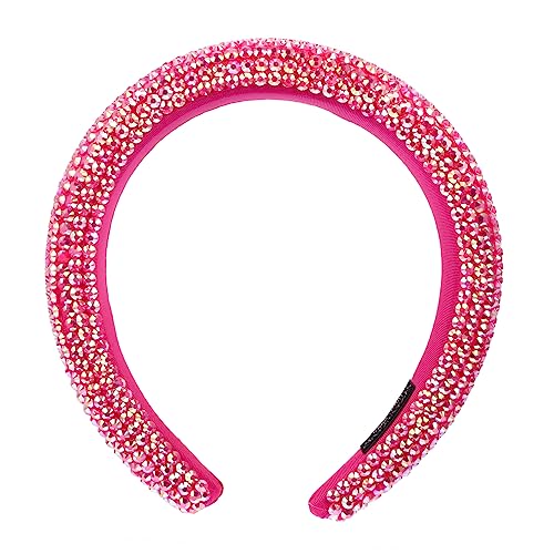 WOONEKY Glamouröses Haarband Für Damen Breites Gepolstertes Stirnband Mit Schimmernden Strasssteinen Für Hochzeiten Partys Und Alltag Elegantes Haaraccessoire Kräftigem Rosaton von WOONEKY