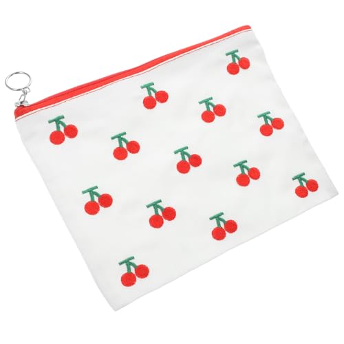 WOONEKY Make-up-Tasche mit Reißverschluss und Kirschmuster für Damen Kosmetik-Organizer Münzfach modisches Reiseaccessoire von WOONEKY
