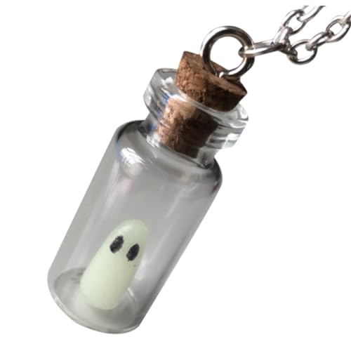 WOONEKY Glasflasche Halskette mit Kette Nachtleuchtender Geist Anhänger Elegante Halskette für Frauen für Halloween Partys und Alltag von WOONEKY