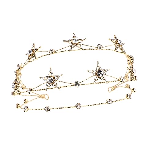 WOONEKY Goldene Rhinestone Krone Haarschmuck für Braut Damen Hochzeit Prinzessin Headdress Hochzeitsgäste Party Cosplay von WOONEKY