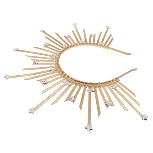 WOONEKY Goldener Kopfschmuck Stirnband für Frauen Leichtes Gothic Headpiece Cosplay Halloween Party Haarschmuck Göttin Kostüm Zubehör von WOONEKY