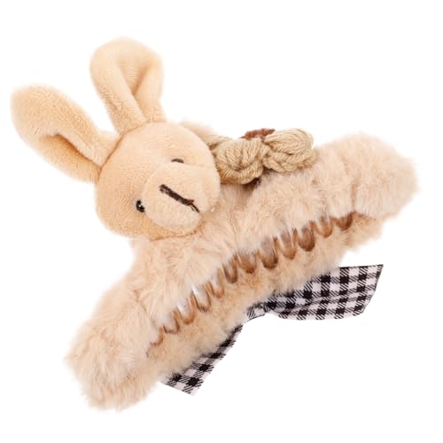 WOONEKY Große Haarspange mit Süßem Plüsch Kaninchenmotiv Rutschfeste Haarklammer für Dünnes und Dickes Haar Leichter Haarkralle Clip für Damen zum Styling Sport und Alltag von WOONEKY