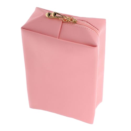 WOONEKY Schminkbeutel Aus Hochwertigem Kunstleder Kosmetiktasche Für Reisen Schminktasche in Reiner Farbe Kulturbeutel Für Damen Und Mädchen Make-up-Tasche Mit Großem Fassungsvermögen von WOONEKY