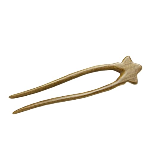 WOONEKY Bun Hair Stick U-form Aus Holz Mit Stern-dekoration Eleganter Haarnadel Für Hochsteckfrisuren Für Frauen Bei Festen Und Anlässen von WOONEKY