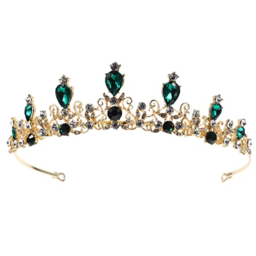 WOONEKY Grünes Crown Haarreif für Mädchen Dekoratives Braut Haar Accessoire Leichtes Langlebiges Stirnband Geeignet für Hochzeiten Partys und Festliche Anlässe von WOONEKY