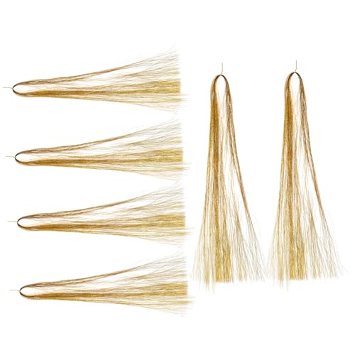 WOONEKY Haar Lametta Set Metallic Glänzende Haarsträhnen mit Holz Häkelnadel Extensions Kit für Frauen Mädchen DIY Haar Accessoires mit Bunten Mikro Ringen und Clips von WOONEKY