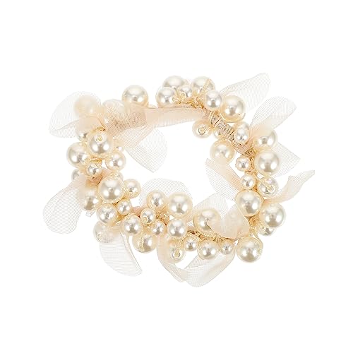 WOONEKY Haarband Mit Perlen Für Mädchen Elastische Haarschlaufe Perlen Design Haarseil Kopfbedeckung Für Alltag von WOONEKY