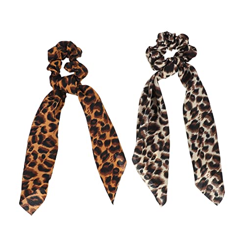WOONEKY Haargummi mit Leopardenmuster Scrunchie-Schal für Damen 2er-Pack modische Haar-Accessoires von WOONEKY