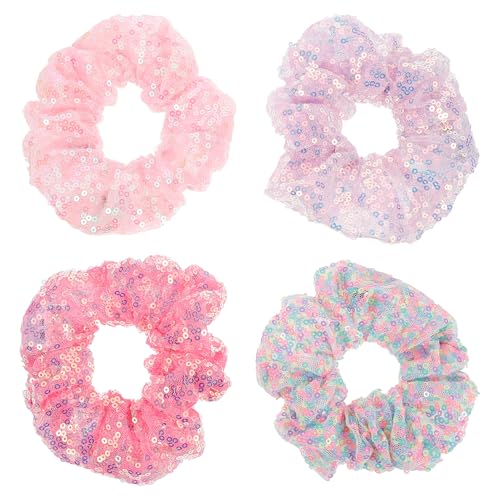 WOONEKY Haargummi-set 4-teilig Netz-haargummis Party-kopfschmuck Für Mädchen Elastische Haargummis Modisches Accessoire Zufällige Farbe von WOONEKY