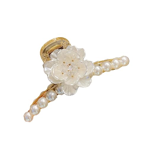 WOONEKY Haarklammer mit Perlenblüte Vintage Haarschmuck Damen Multipurpose Haarspange Robustes Material Geeignet für Haartypen Stilvolle Haarfixierung für Alltag und Besondere von WOONEKY