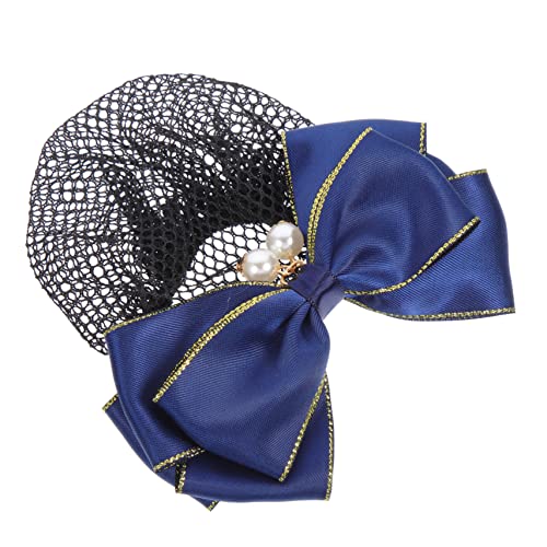 WOONEKY Bowknot Dutt-haarnetz Für Damen Eleganter Haarschmuck Für Stewardessen Krankenschwestern Und Berufstätige Haarbedeckung Mit Perlen Und Feinem Netz Stilvoller Haarknoten-cover von WOONEKY