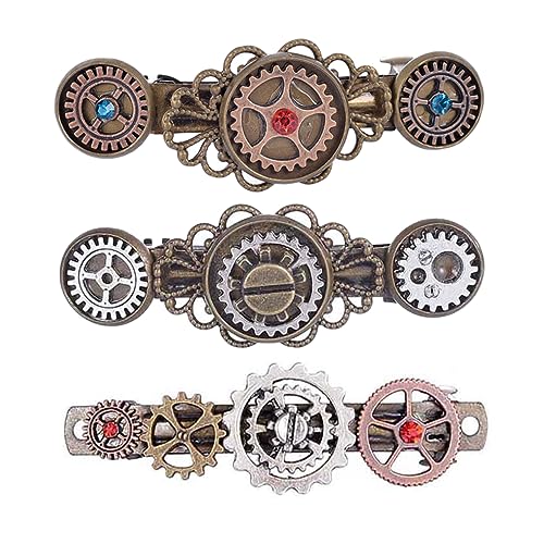 WOONEKY 3stücke Teiliges Steampunk Haarspangen Retro-uhrwerk-design Langlebige Gear Haarklammern Für Cosplay Und Hochzeiten Vintage Haarschmuck Für Damen von WOONEKY