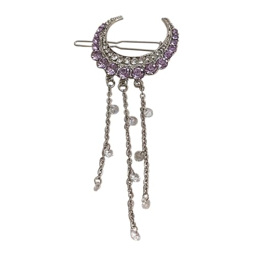 WOONEKY Strass Quaste Haarspange Für Damen Mond Design Stilvolle Haarclips Mit Strass Zarte Haarnadel Für Hochzeit Festliche Haaraccessoires Für Mädchen von WOONEKY