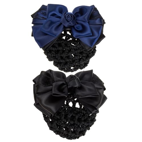 WOONEKY 2stücke Haarknotenabdeckung Haarknotennetz Net Haarnetz Bowknot Decor Haarspange Frauen Haar Brötchen Abdeckung Clip von WOONEKY