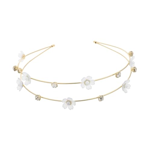 WOONEKY Haarreif Damen mit Doppellagigen Blumen und Strasssteinen Stilvolles Metall Stirnband für Alltag Party Festival Vielseitiges Design Modisches Haaraccessoire von WOONEKY
