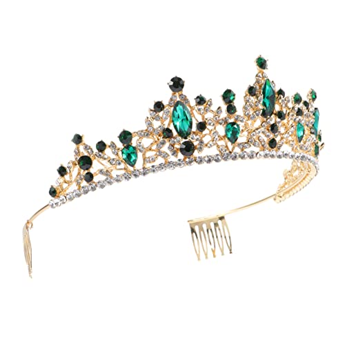 WOONEKY Haarreif Für Mädchen Mit Krone Elegant Für Die Braut Hochzeit Haarband Für Partys Modisches Haarband Für Frauen Kc Gold Grüner Diamant von WOONEKY