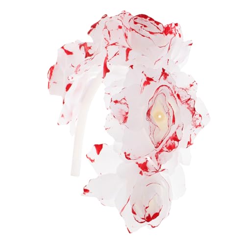 WOONEKY Haarreifen Für Frauen Blumenstirnbänder Pferdeschuh Stirnband Für Frauen Blumenkopfschmuck Halloween-blumen-stirnband Rosafarbener Haarreif Rose Perlmutt Fräulein Weiß Einstellen von WOONEKY