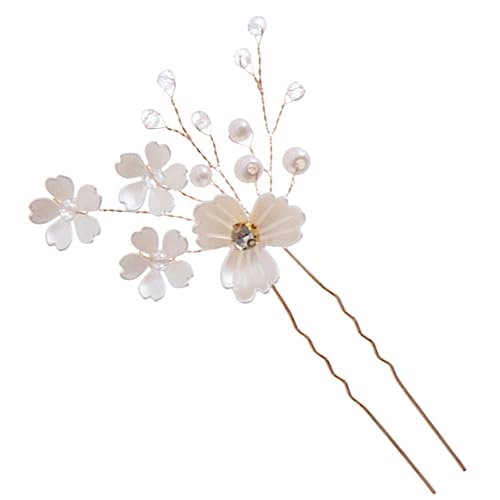 WOONEKY Braut Haarschmuck Mit Perlenblume Handgemachte Haarspange Für Hochzeiten Partys Und Retro-events Elegante Haarnadel Für Damen von WOONEKY