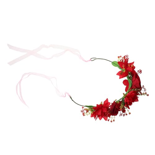 WOONEKY Haarschmuck Für Blumenmädchen: Braut-stirnband, Kranz, Rote Blumenkrone, Haarschmuck Für Hochzeiten – Künstlicher Blumenkopfschmuck Für Die Braut WOONEKY Haarschmuck Für Blumenmädchen: Braut-stirnband, Kranz, Rote Blumenkrone, Haarschmuck Für Hochzeiten – Künstlicher Blumenkopfschmuck Für Die Braut von WOONEKY